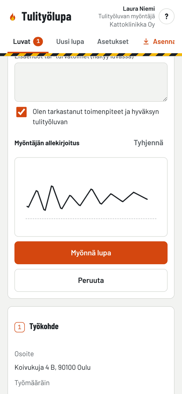 Luvan myöntäminen