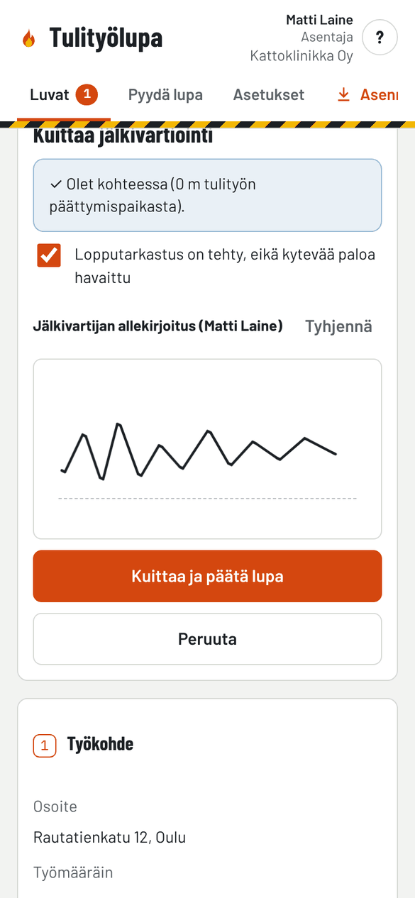 Jälkivartioinnin kuittaus
